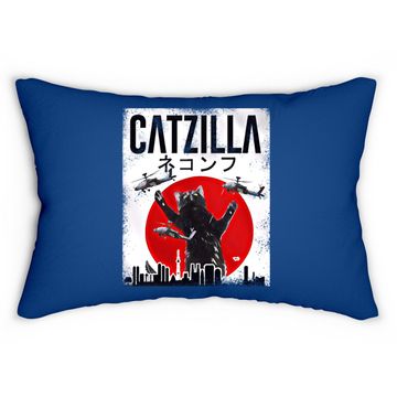Discover Vintage Catzilla Japanese Sunset Style Cat  lumbar Pillow