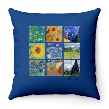Discover Van Gogh Paintings Sunflowers, Starry Night Throw Pillow