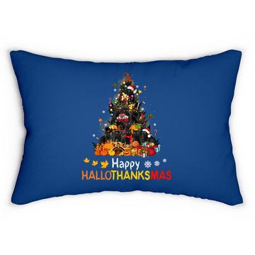 Discover Black Cat Happy Hallothanksmas Lumbar Pillow