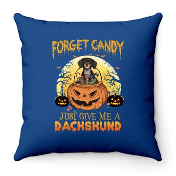 Discover Candy Pumpkin Dachshund Dog Throw Pillow