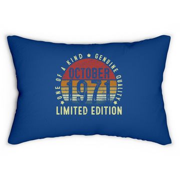 Discover Vintage Classic October 1971 Limited Edition 50th Birthday Lumbar Pillow