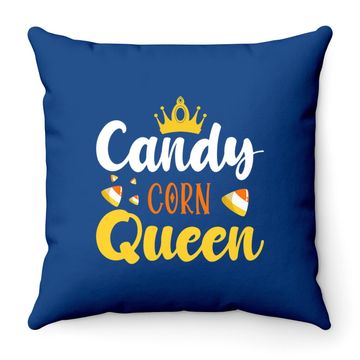 Discover Candy Corn Queen Cute Halloween Day Throw Pillow