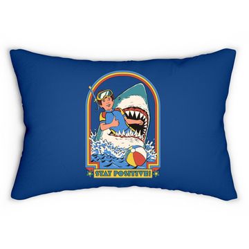 Discover Stay Positive Shark Attack Vintage Retro Comedy Funny Lumbar Pillow