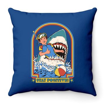 Discover Stay Positive Shark Attack Vintage Retro Comedy Funny Throw Pillow