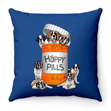 Discover Happy Pills Saint Bernard Throw Pillow