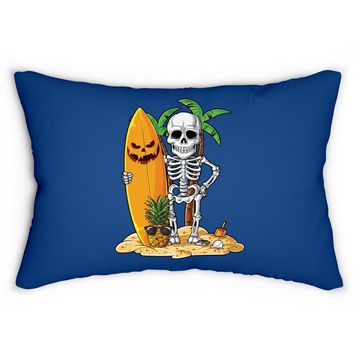 Discover Skeleton Surfing Halloween Hawaii Surfer Lumbar Pillow