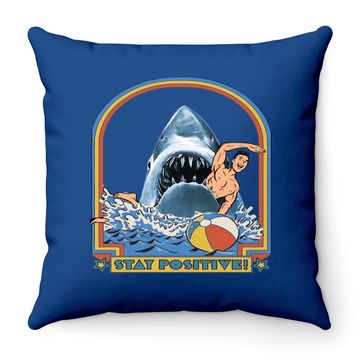 Discover This Is Me Funny Stay Positive Shark Attack Retro Comedy Throw Pillow