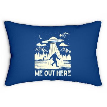 Discover We Out Here Bigfoot Mothman Cryptid Ufo Abduction Lumbar Pillow