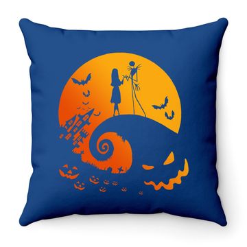 Discover Jack Skellington The Nightmare Before Christmas And Sally Halloween Throw Pillow