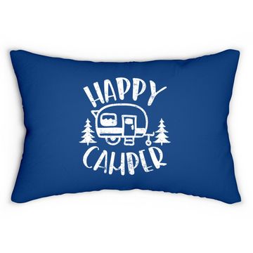 Discover Happy Camper Trailer Outdoor Camping Lumbar Pillow