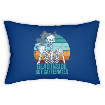 Discover Dead Inside But Caffeinated Retro Distressed Black Coffee Lumbar Pillow