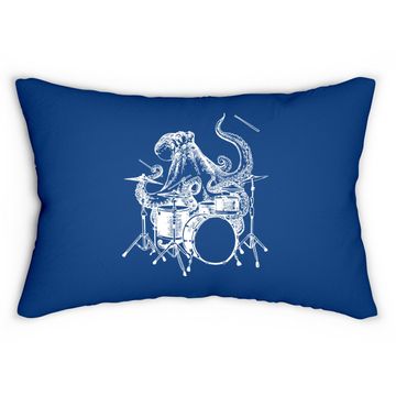 Discover Drummer Octopus Playing Drums Lumbar Pillow