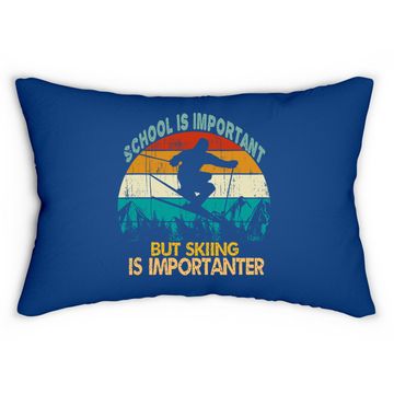 Discover School Is Important But Skiing Is Importanter Vintage Retro Lumbar Pillow