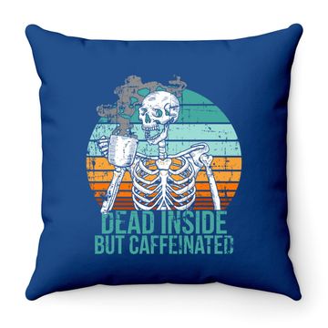 Discover Dead Inside But Caffeinated Retro Distressed Black Coffee Throw Pillow