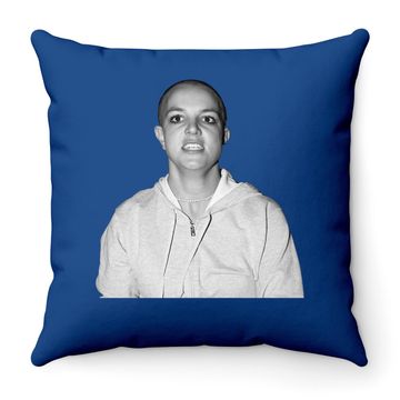 Discover Bald Britney Spears Shaved Head Throw Pillow