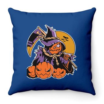 Discover Spooky Pumpkin Head Scarecrow Classic Throw Pillow