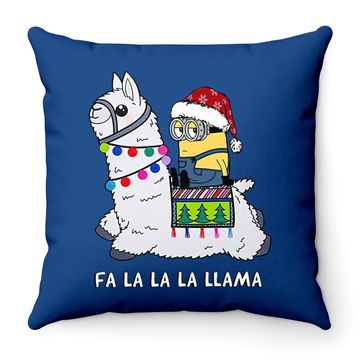 Discover Santa Minion Riding Fa La La La La Llama Christmas Throw Pillow