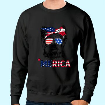 Discover American Flag Yorkshire Terrier Yorkie Mom Sweatshirt