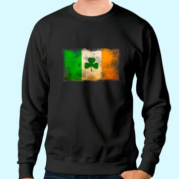 Discover Distressed Ireland Flag Shamrock Vintage Irish Flags Sweatshirt