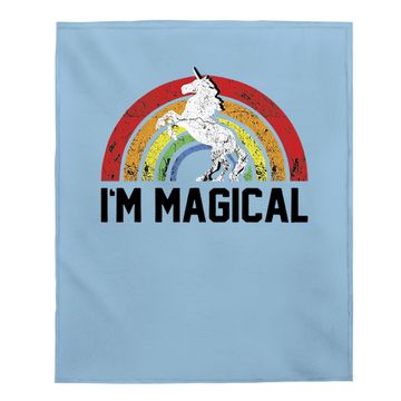 Discover I'm Magical Rainbow Unicorn Tri Blend Baby Blanket Heather Grey