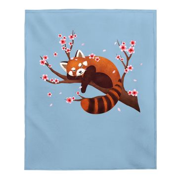 Discover Vintage Red Panda Japanese Cherry Blossom Flower Baby Blanket
