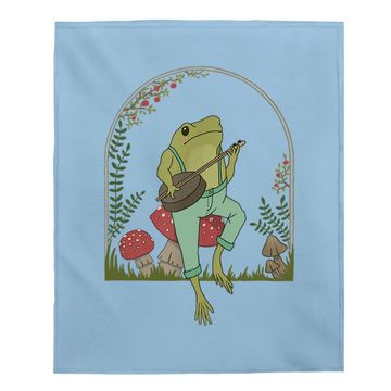 Discover Cottagecore Aesthetic Frog Playing Banjo On Mushroom Baby Blanket