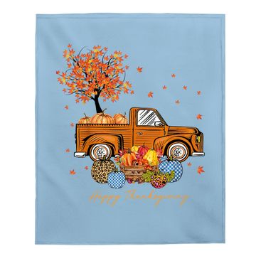 Discover Pumpkins Truck Autumn Leaf Fall  baby Blanket