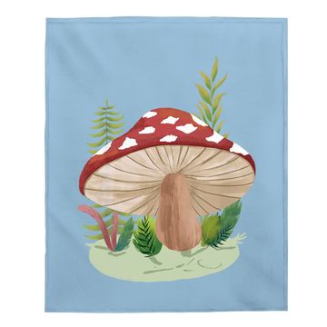 Discover Foraging Wild Mushroom Vintage Retro Fungi Champignon Baby Blanket