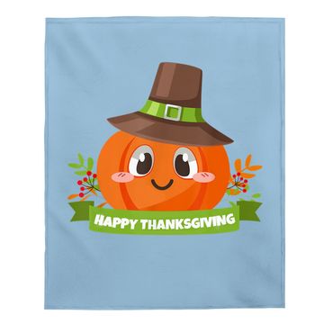 Discover Pilgrim Pumpkin Happy Thanksgiving Holiday Baby Blanket