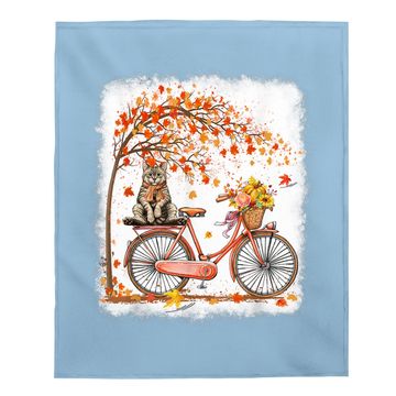 Discover Retro Bicycle Cat Autumn Leaves Fall Thanksgiving Baby Blanket
