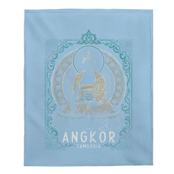 Discover Angkor Cambodia Teal Gold Buddha Baby Blanket