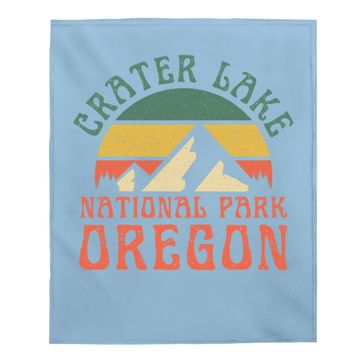 Discover Crater Lake National Park Oregon Mountains Retro Sunset Baby Blanket