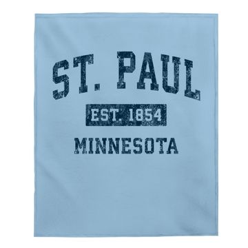 Discover St. Paul Minnesota Mn Vintage Sports Design Navy Print Baby Blanket
