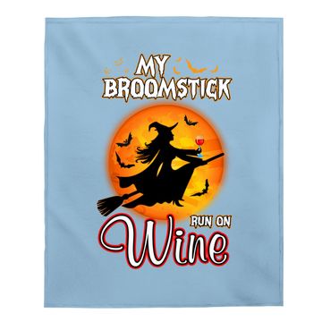 Discover My Broomstick Run On Wine Witch Moon Halloween Magic Baby Blanket