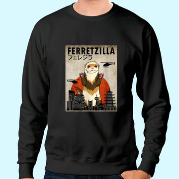 Discover Ferretzilla, Vintage Ferret Japanese Sunset Style Sweatshirt