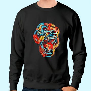Discover Colorful Silverback Gorilla Image Gorillas Picture Ape Sweatshirt