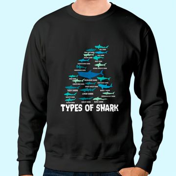 Discover Types of Shark Megalodon Great White Nurse Shark Sweatshirt