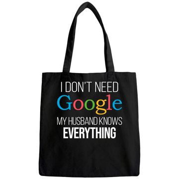 Discover I Don't Need Google, My Wife Knows Everything! | Funny Husband Dad Groom Tote Bag
