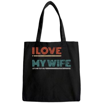 Discover Mens I Love It When My Wife Lets Me Golf Valentines Golfer Funny Tote Bag