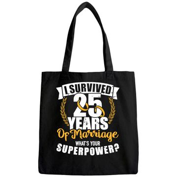Discover 25 years of marriage superpower 25th wedding anniversary Tote Bag