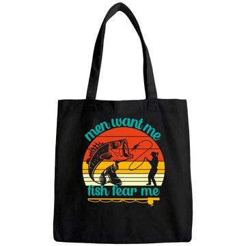 Discover Fishing Men Want Me Fish Fear Me Funny Vintage Women Gift Tote Bag