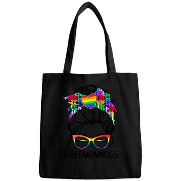 Discover Womens Free Mom Hugs Messy Bun LGBT Pride Rainbow Tote Bag