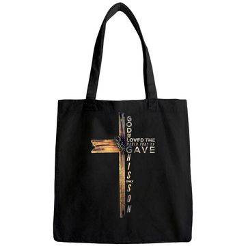 Discover John 3:16 Christian Cross Bible Tote Bag