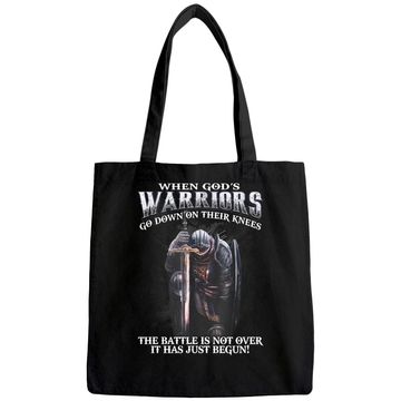 Discover When God is Warriors Go Down On Their Knees Tote Bag