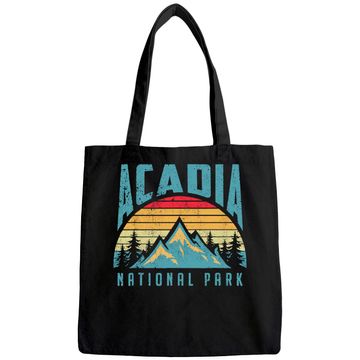 Discover Acadia National Park Maine Mountains Retro Tote Bag