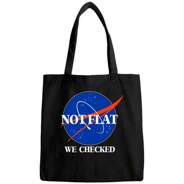 Discover Not Flat We Checked Funny Flat Earth Tote Bag