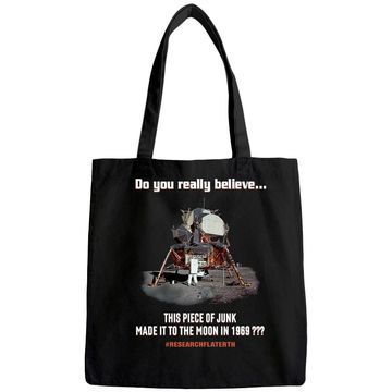 Discover Flat Earth Tote Bag, Lunar Lander Tote Bag, Earth is Flat, NASA Conspiracy, Lies
