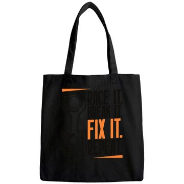 Discover Race It Break It Fix It Repeat as a racing team Tote Bag