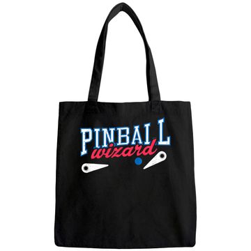 Discover Retro Pinball Wizard Print Tote Bag Arcade Game Lover Tote Bag