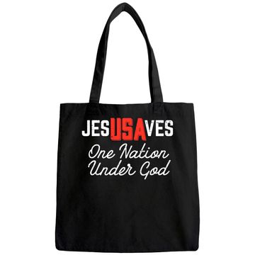 Discover Jesus Saves USA One Nation Under God Jesus Christian Gift Tote Bag